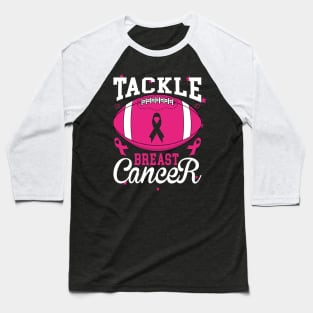 Tackle Breast Cancer Awareness Football Pink Ribbon Women Baseball T-Shirt